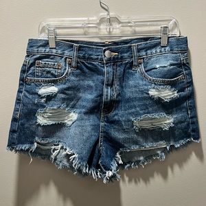 Aeropostale High Rise Shorty Size 8 Destressed Jean Shorts